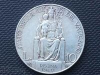 Ватикана 10 лири 1936 папа Пий XI сребро