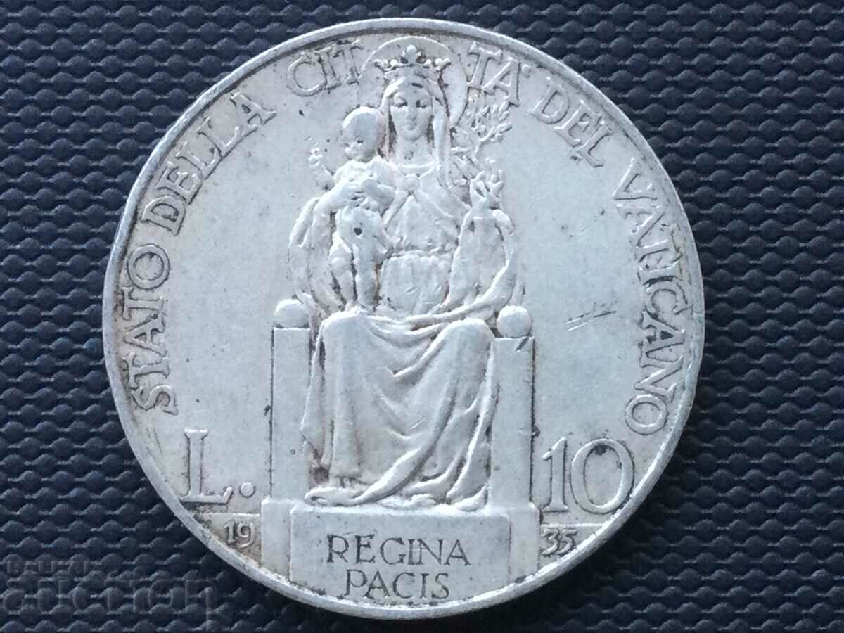 Vatican 10 lire 1935 Papa Pius al XI-lea argint