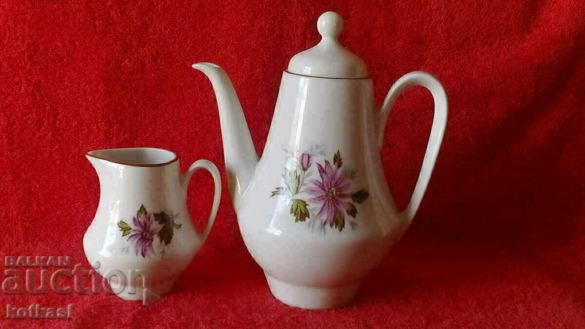 Lot of two old socialist porcelain pitchers, marked Lot of two old socialist porcelain pitchers, marked