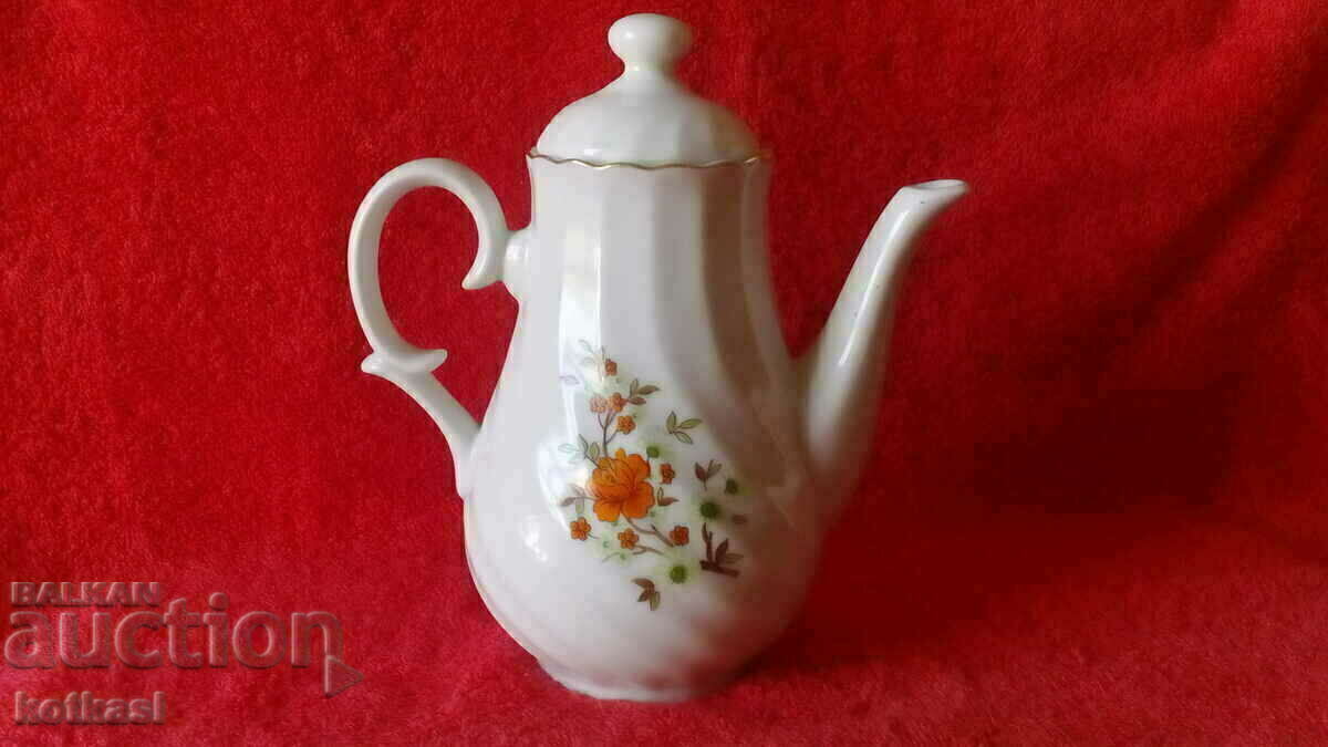 Auction Old social porcelain jug marked with gold edging Auction Old social porcelain jug marked with gold edging