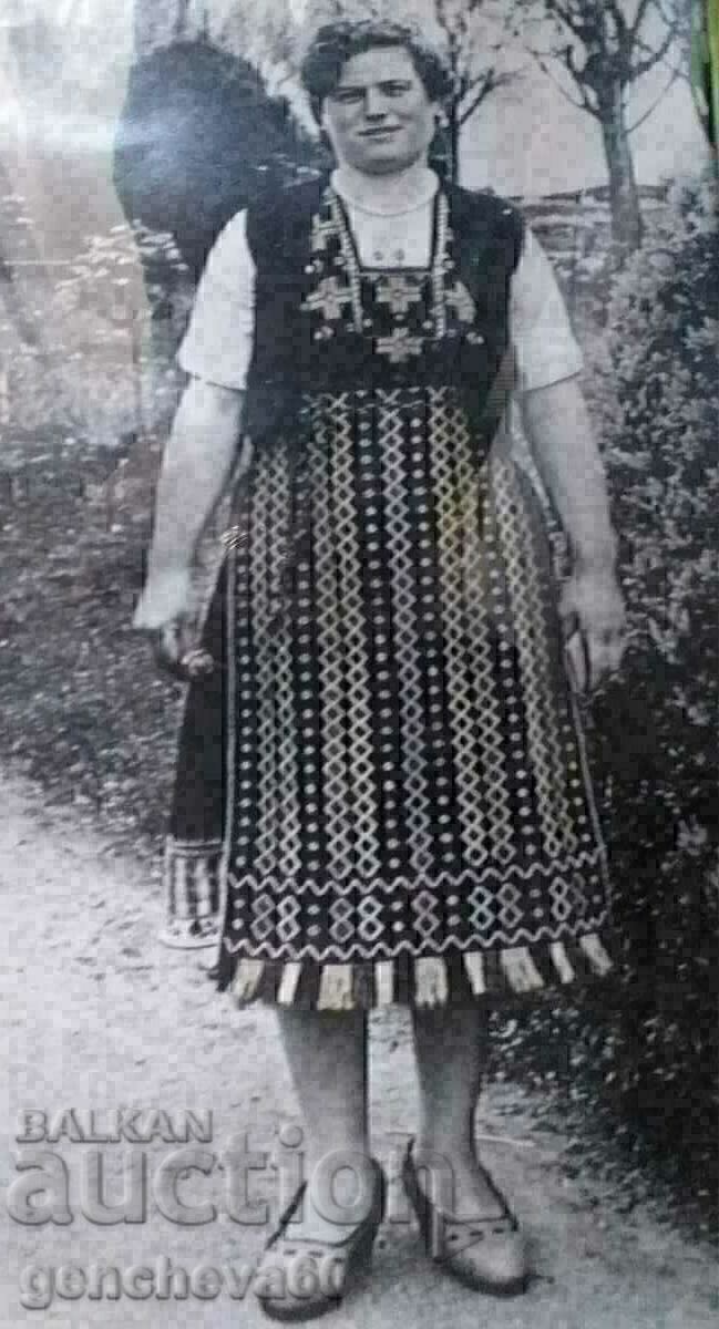 Large framed photograph of a woman in folk costume - 5