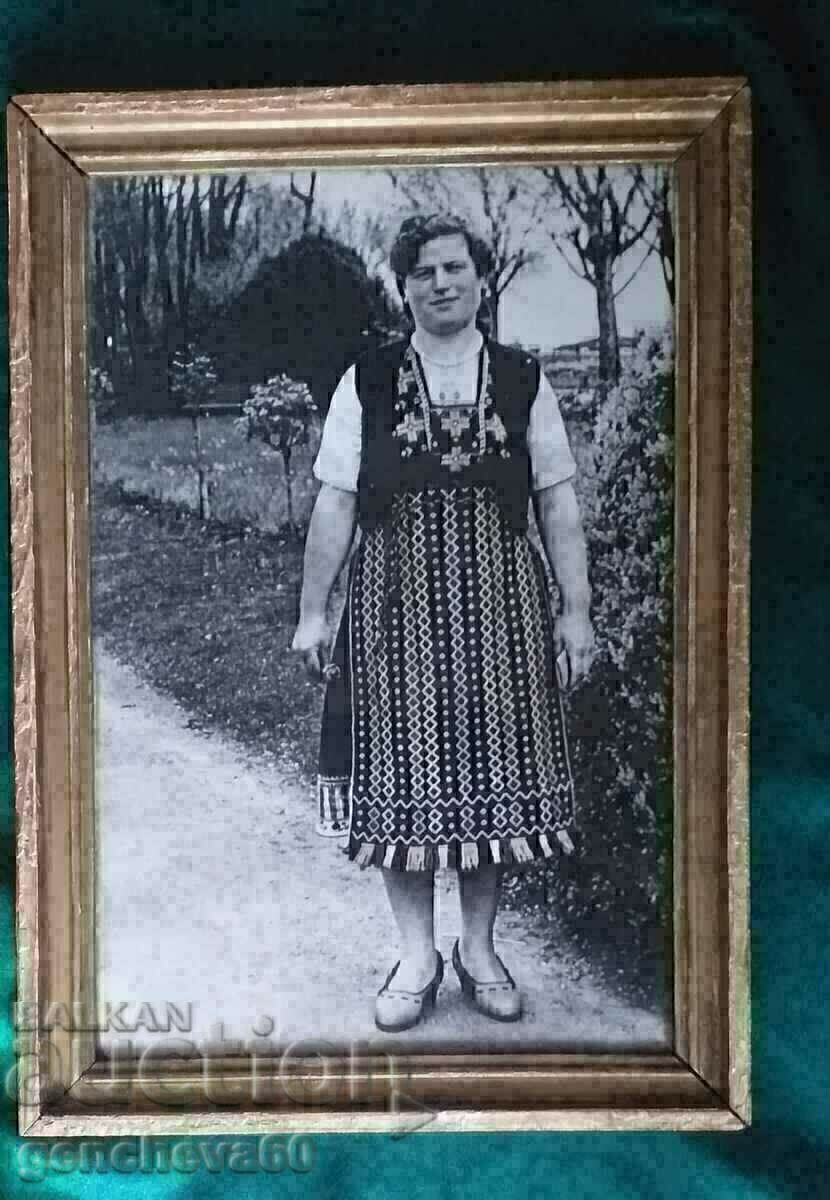 Large framed photograph of a woman in folk costume - 7