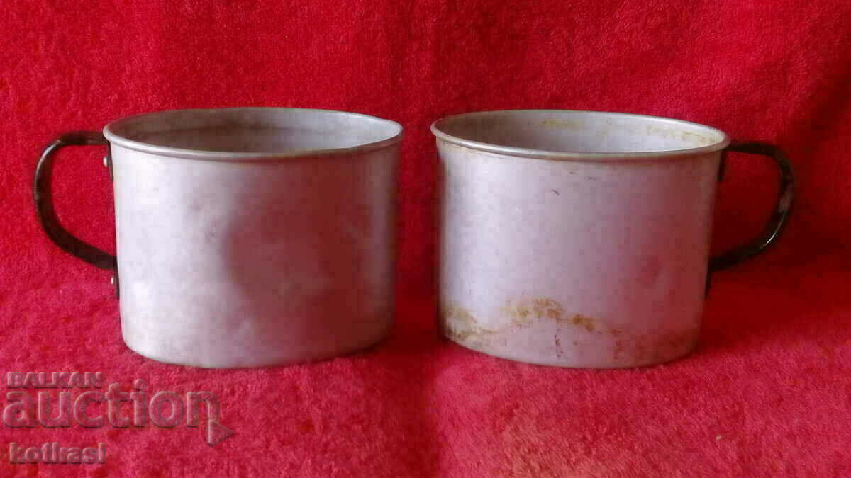 Lot of two old aluminum vessels, jugs