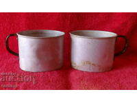 Lot of two old aluminum vessels, jugs