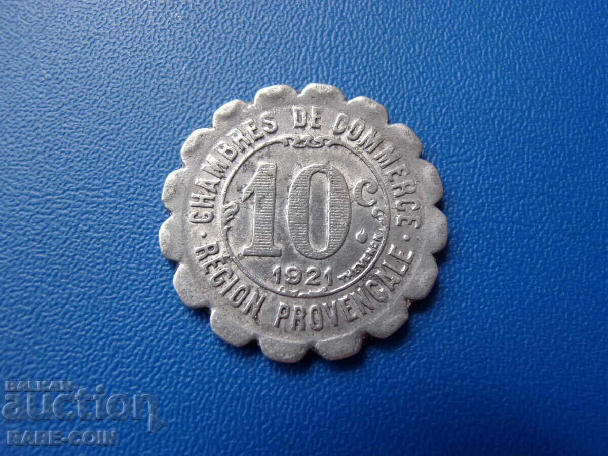 RS(38) Provencal Marseille 10 Centime 1921 Σπάνιο