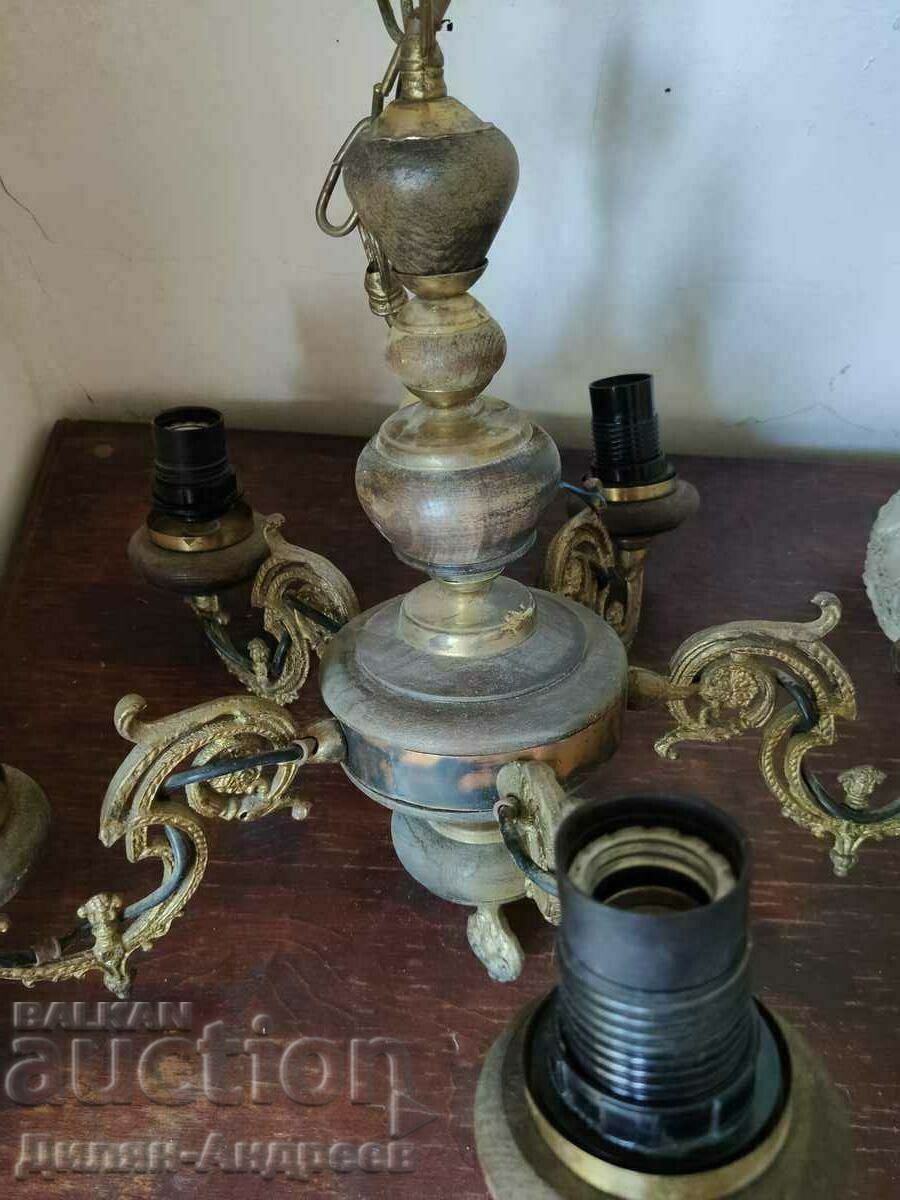Antique 20th century chandelier with authentic glass with price 99.00 BGN | € 50.62