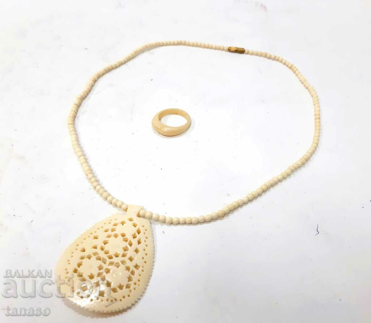 Ivory necklace / necklace and ring set(6.3)