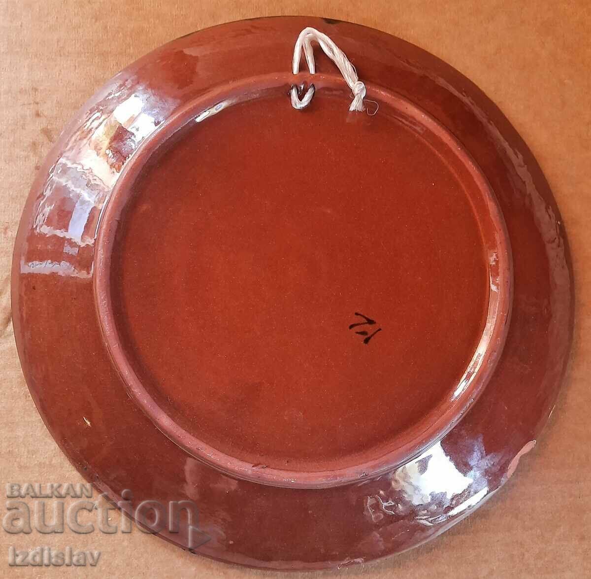 Large ceramic hand painted plate with price 25.00 BGN | € 12.78