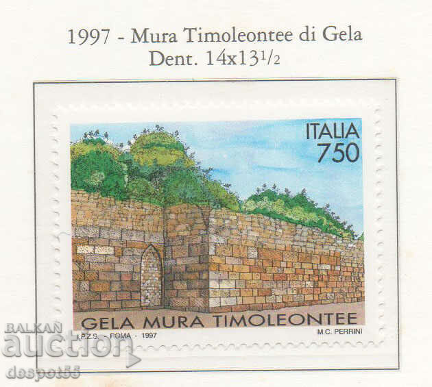 1997. Italy. The archaeological walls of Gela from Timeoleonte.