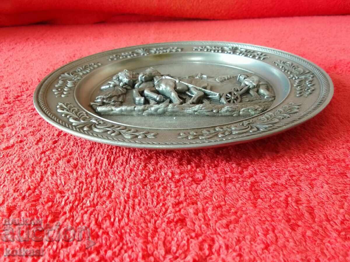 Delivery of Old Metal Embossed Panel Picture Horse Woman Labor marked