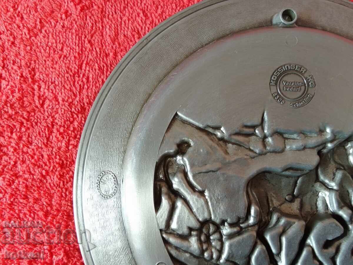 Old Metal Embossed Panel Picture Horse Woman Labor marked - 6