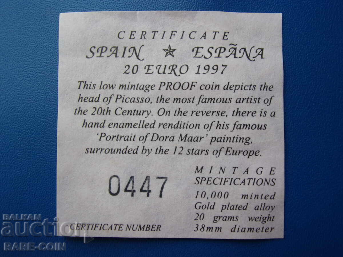 Licitație RS(40) Spania 20 Euro 1997 PROOF UNC