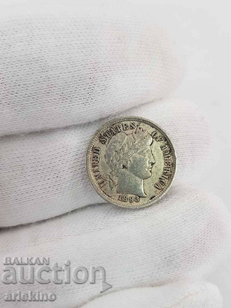 Rare silver coin America-ONE DIME 1893 with price 75.00 BGN | € 38.35 Rare silver coin America-ONE DIME 1893 with price 75.00 BGN | € 38.35