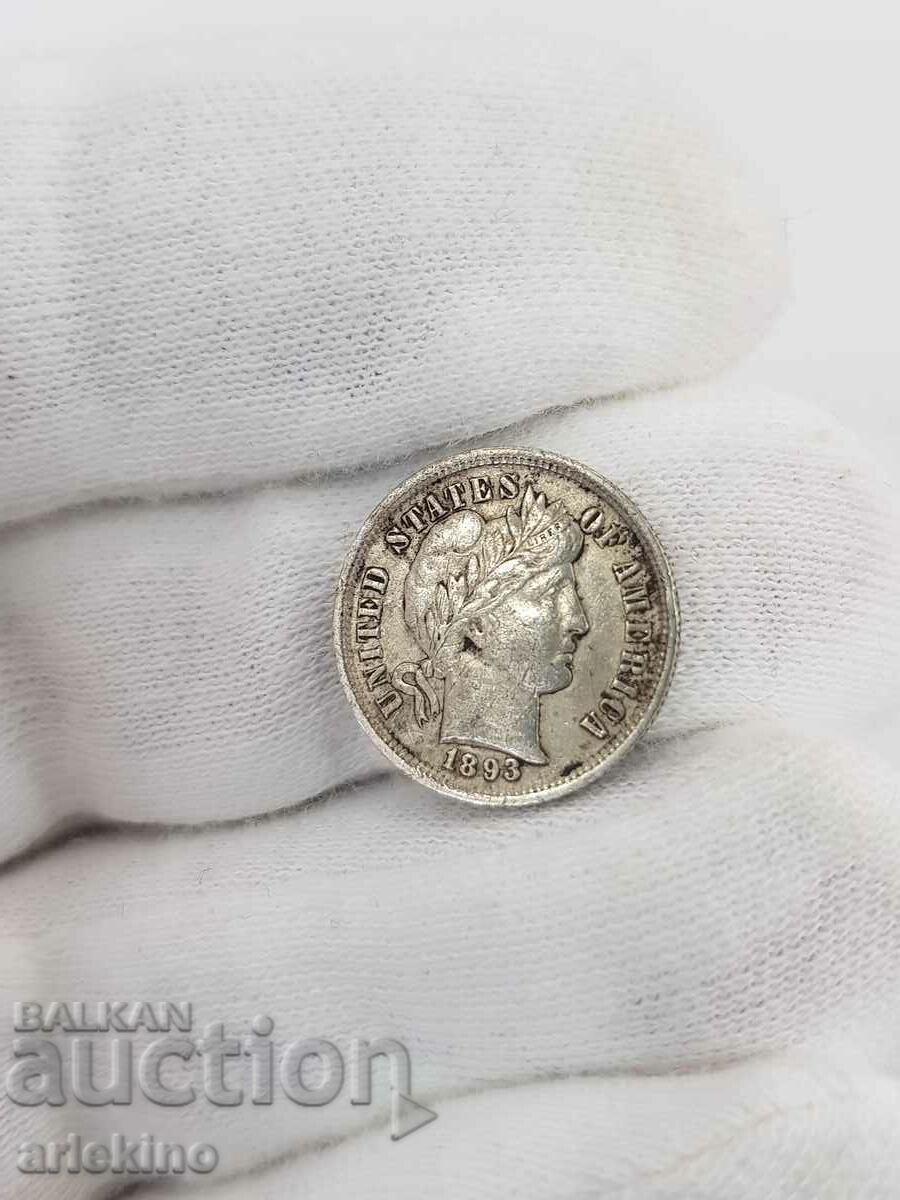 Auction Rare silver coin America-ONE DIME 1893 Auction Rare silver coin America-ONE DIME 1893