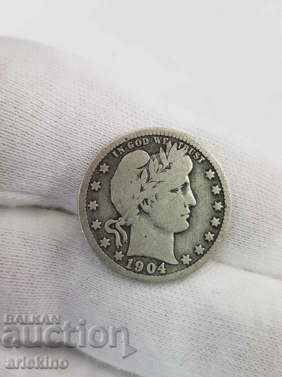 Rare America 1/4-Dollar 1904 Silver Coin