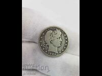 Рядка сребърна монета Америка 1/4-Долар 1904