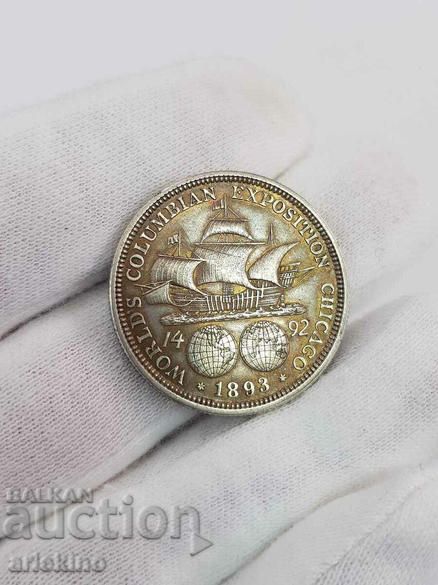 Auction Rare America 1/2 COLUMBIAN DOLLAR 1893 silver coin Auction Rare America 1/2 COLUMBIAN DOLLAR 1893 silver coin