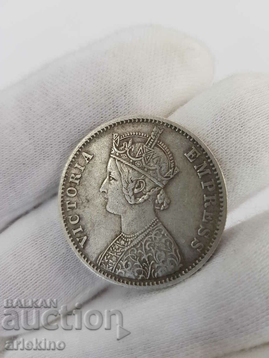 Rare 1 Rupee India-England 1900 Silver Coin - 5 Rare 1 Rupee India-England 1900 Silver Coin - 5