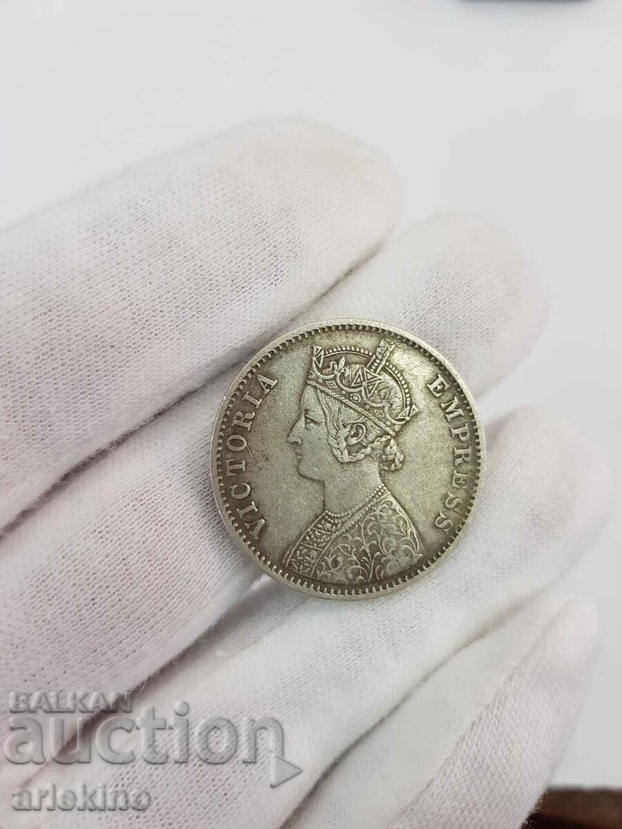 Rare 1 Rupee India-England 1900 Silver Coin - 7 Rare 1 Rupee India-England 1900 Silver Coin - 7