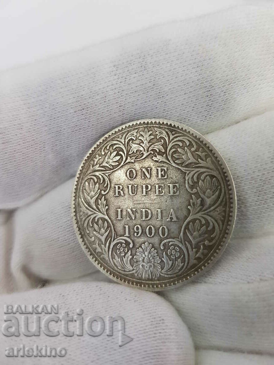 Rare 1 Rupee India-England 1900 Silver Coin