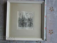 Etching engraving picture signed 3