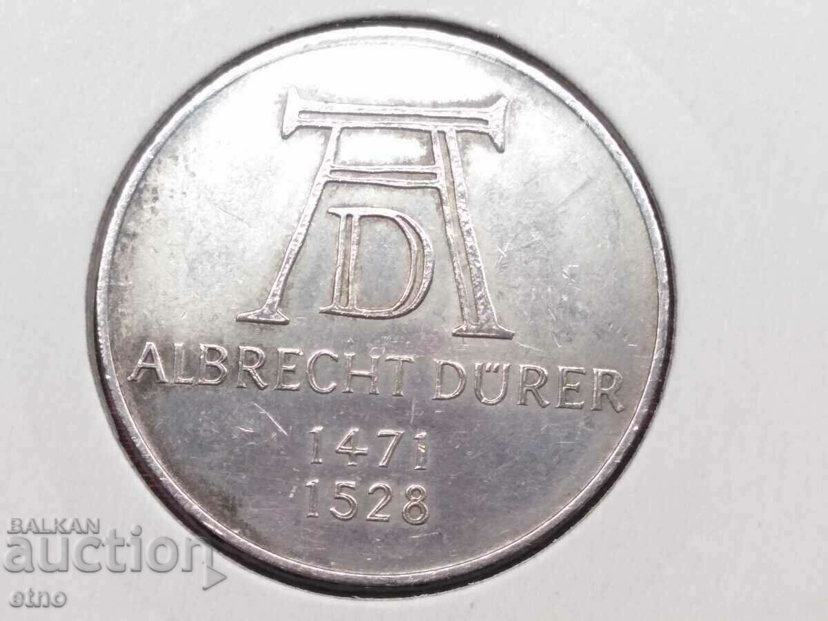 ГЕРМАНИЯ 5 МАРКИ 1971,СРЕБРО,АЛБРЕХТ ДЮРЕР, МОНЕТА, МОНЕТИ