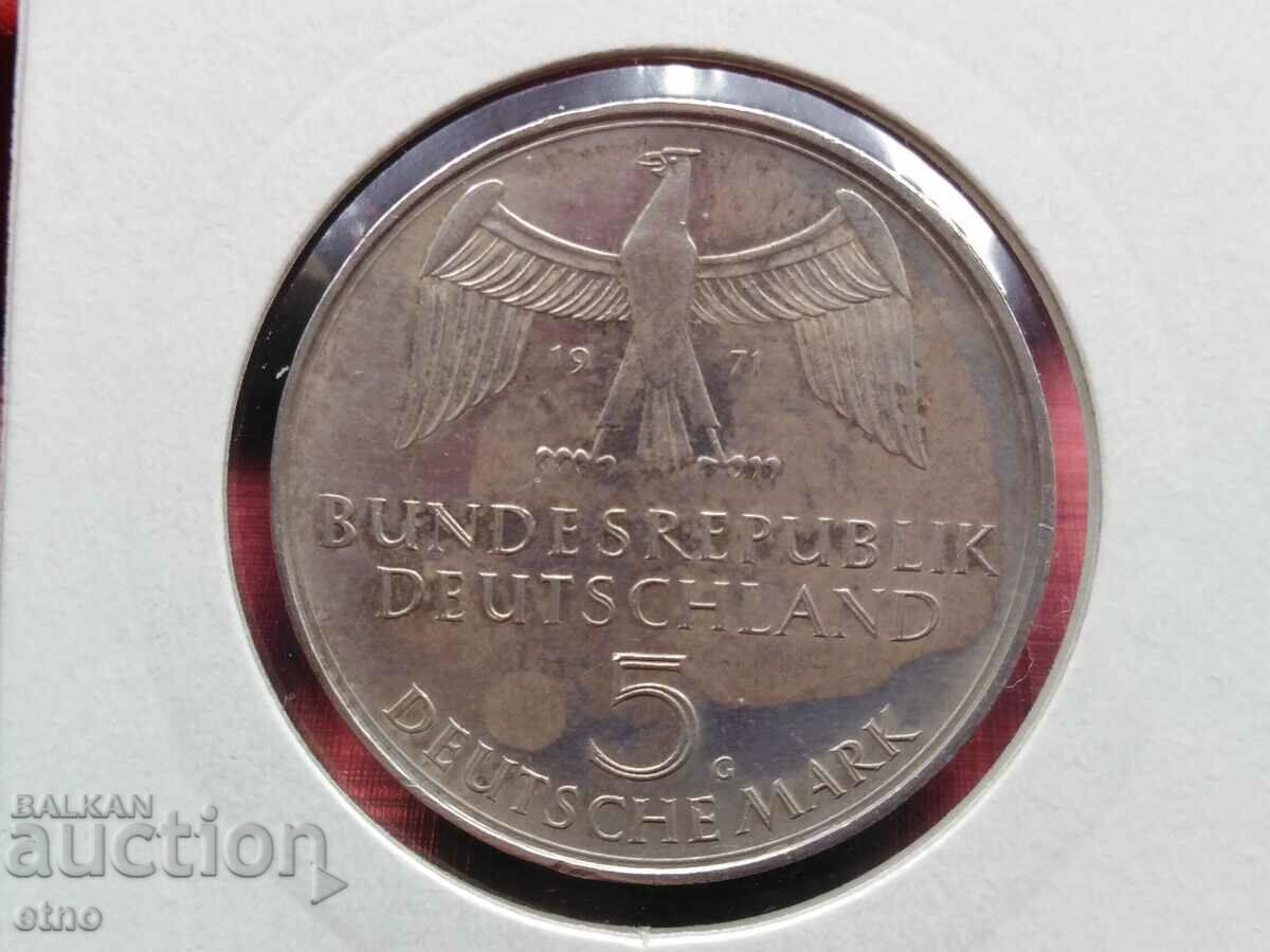 GERMANY 5 MARK 1971,SILVER,GERMAN EMPIRE,COINS,COINS with price 40.00 BGN | € 20.45 GERMANY 5 MARK 1971,SILVER,GERMAN EMPIRE,COINS,COINS with price 40.00 BGN | € 20.45