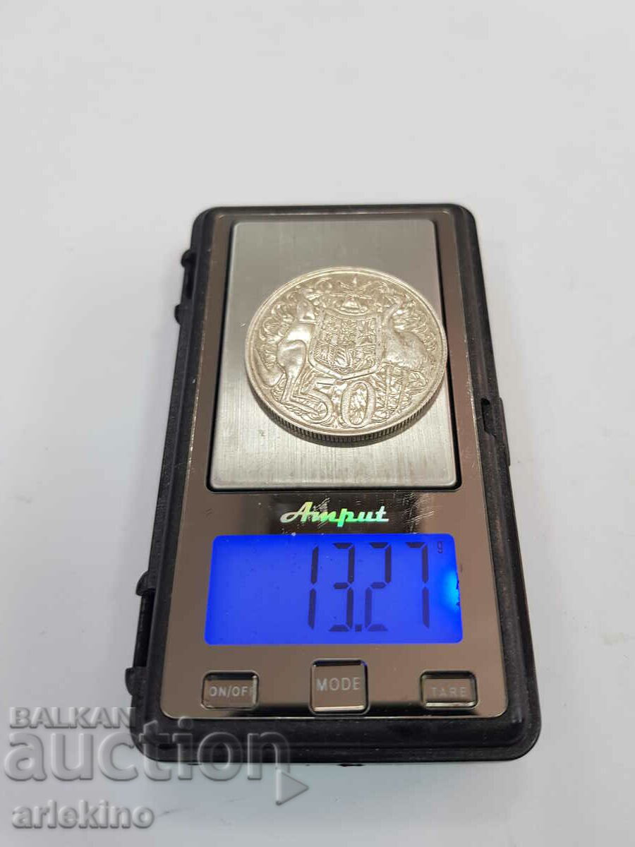 Rare 50 CENTS Australia-England 1966 silver coin with price 85.00 BGN | € 43.46