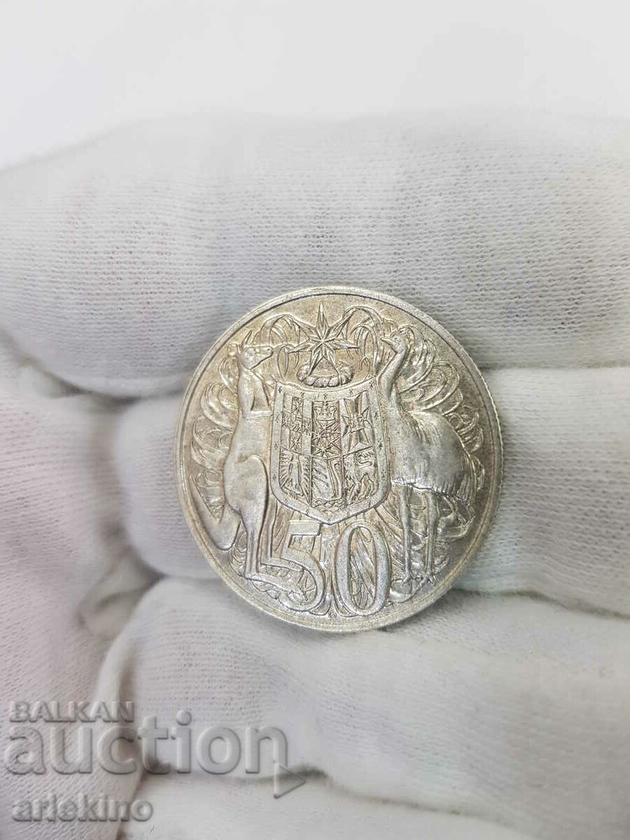 Auction  Rare 50 CENTS Australia-England 1966 silver coin