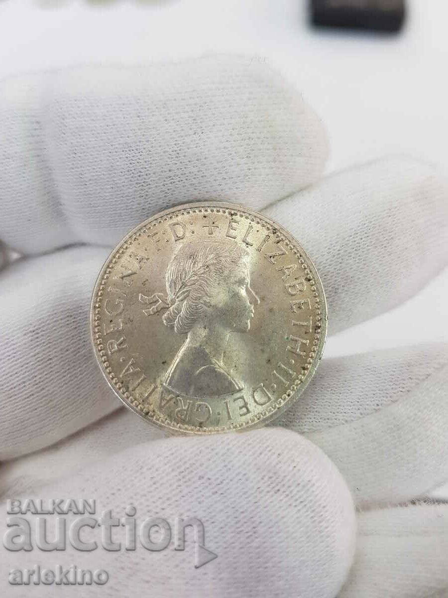 Rare Australia-England 1960 FLORIN Silver Coin Lustrous - 6 Rare Australia-England 1960 FLORIN Silver Coin Lustrous - 6