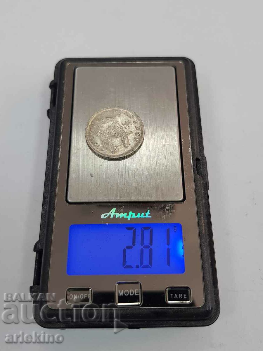 Auction Rare silver coin 6 pence England 1963 Glanz Auction Rare silver coin 6 pence England 1963 Glanz