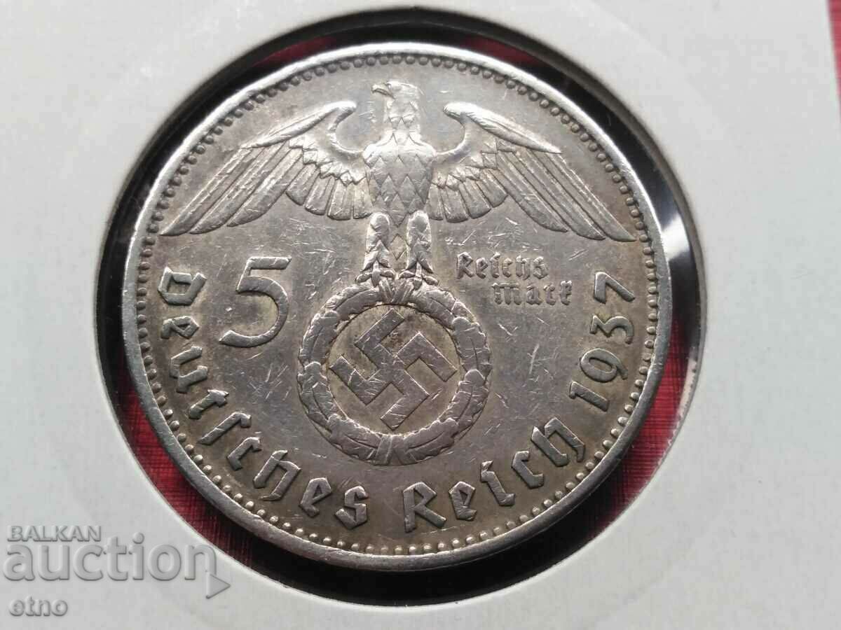 GERMANIA 5 TIMBRIE 1937 A, ARGINT, MONEDE, MONEDE