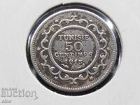 TUNISIA 50 SANTIMA 1915,(1334) SILVER,COINS,COINS