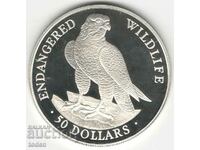 Cook Islands-50 Dollars-1991-KM# 119-Peregrine Falcon-Silver
