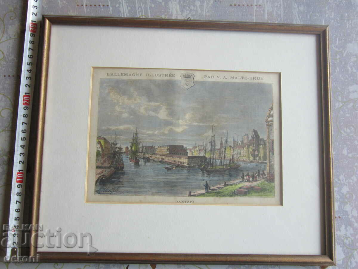 Original old engraving picture with certificate with price 160.00 BGN | € 81.81