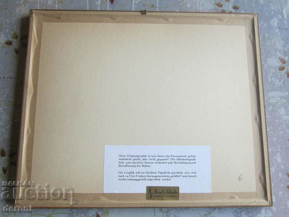 Original old engraving picture with certificate - 5