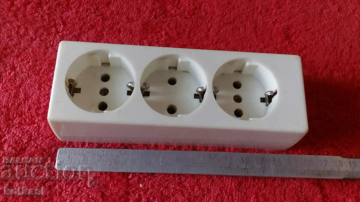 Three socket extension cord without cable