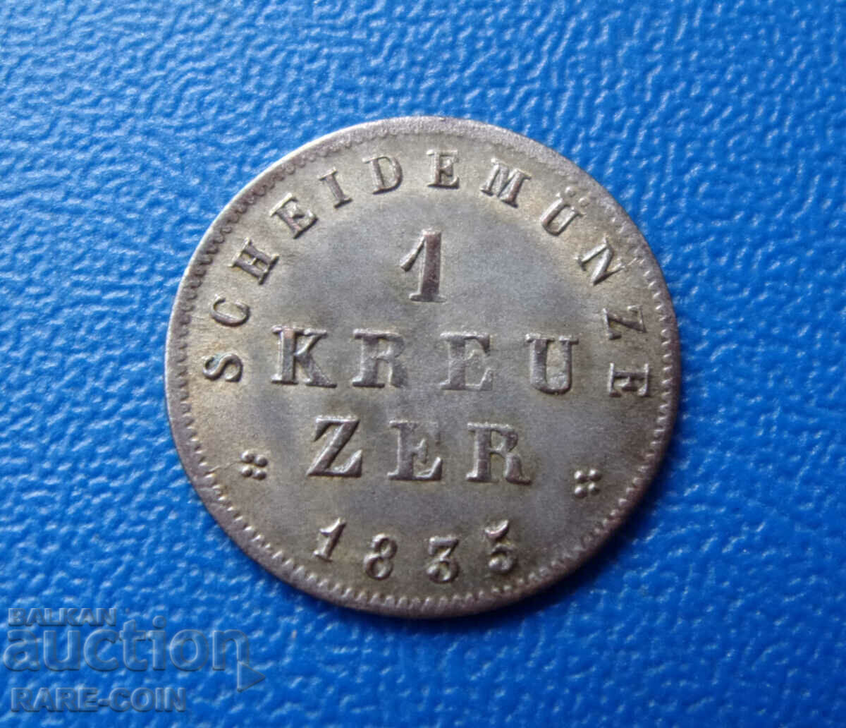 RS(41) Hesse-Darmstadt 1 Kreuzer 1835 Rare