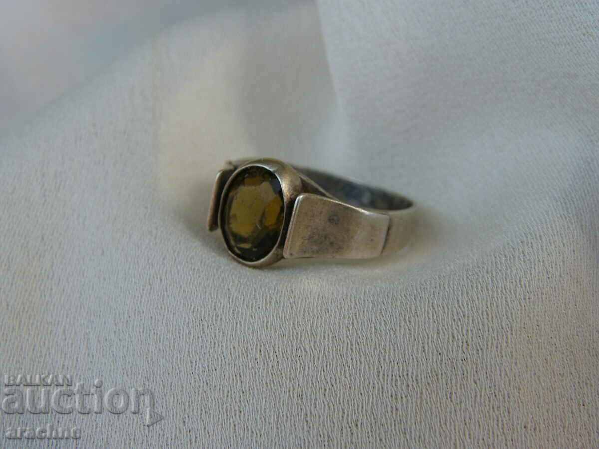 Rare Old Silver German Fluorescent Fluorite Ring - 5 Rare Old Silver German Fluorescent Fluorite Ring - 5