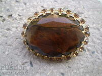old beautiful crystal and glass brooch