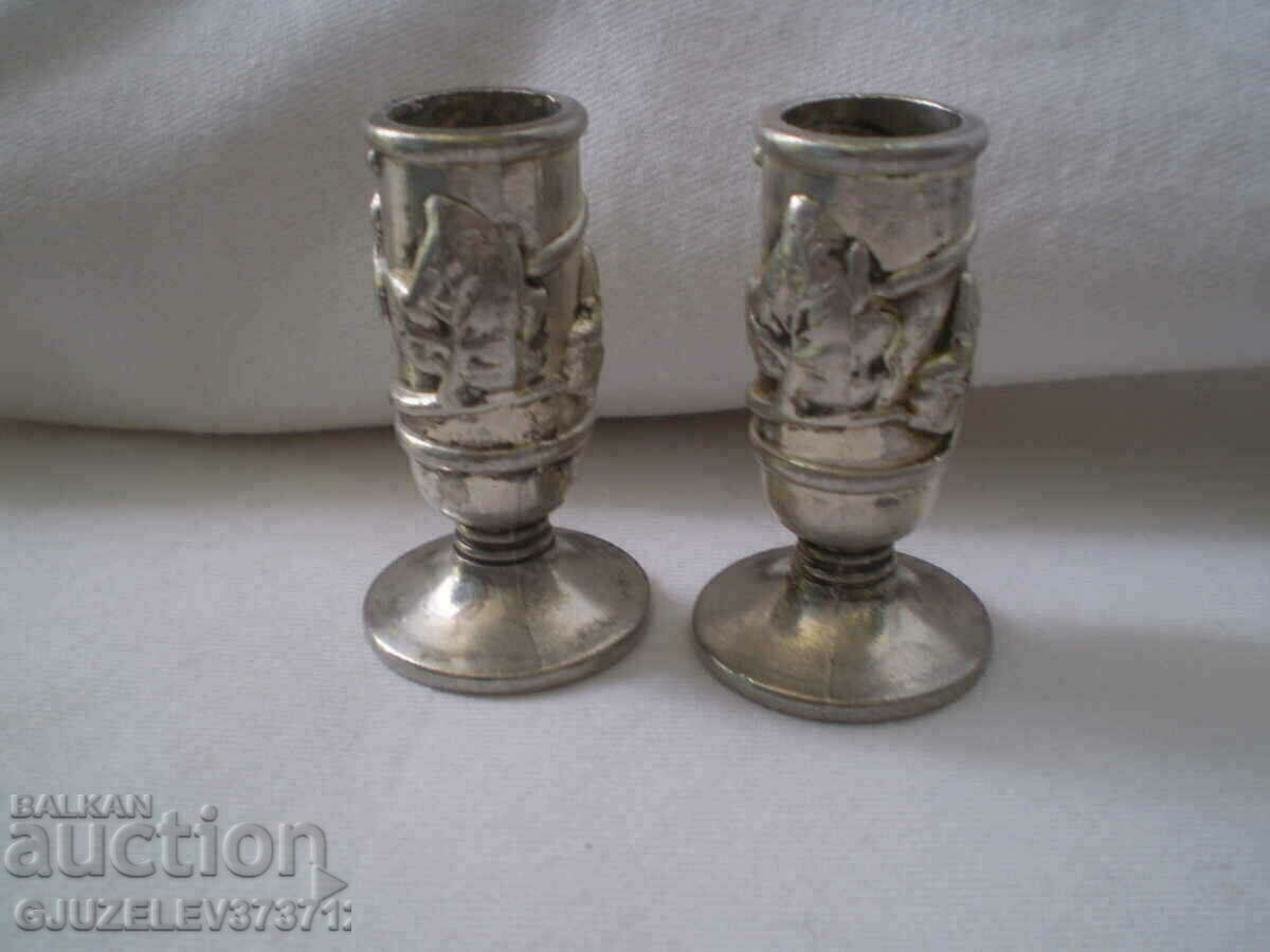 Set of silver plated candle holders - 5 Set of silver plated candle holders - 5
