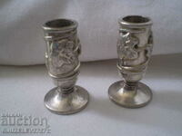 Set of silver plated candle holders
