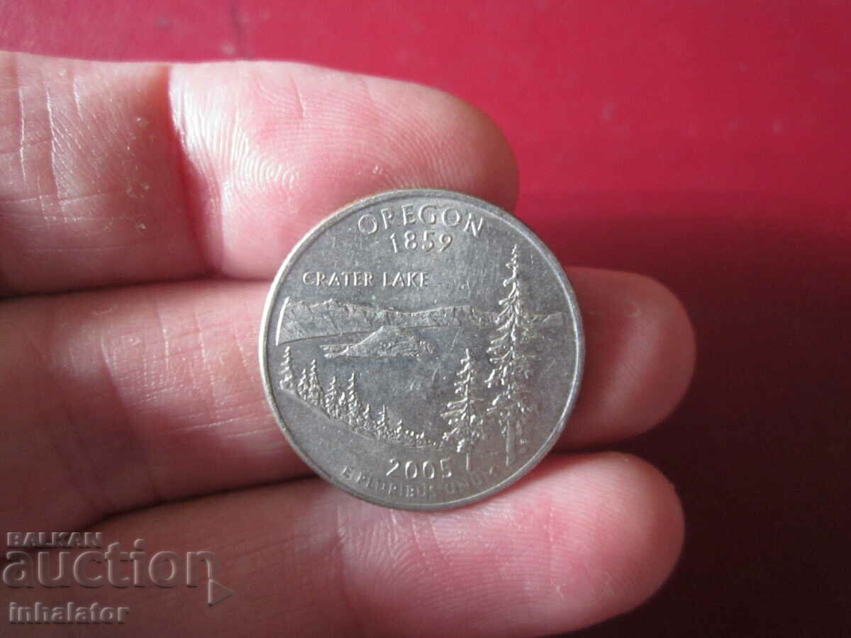 Орегон 25 цента САЩ 2005 г буква Р серия 50 щата