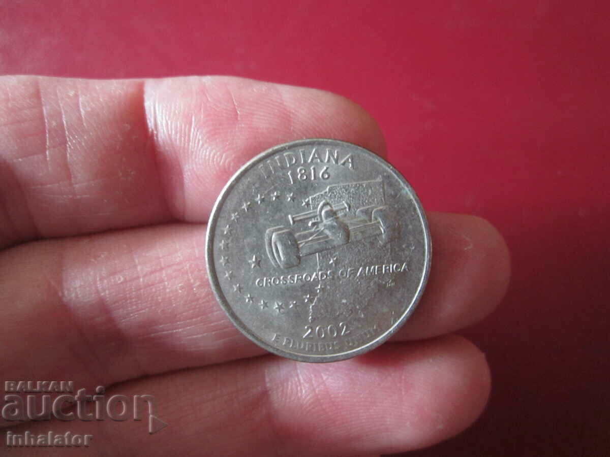 INDIANA 25 cent SUA 2002 litera P
