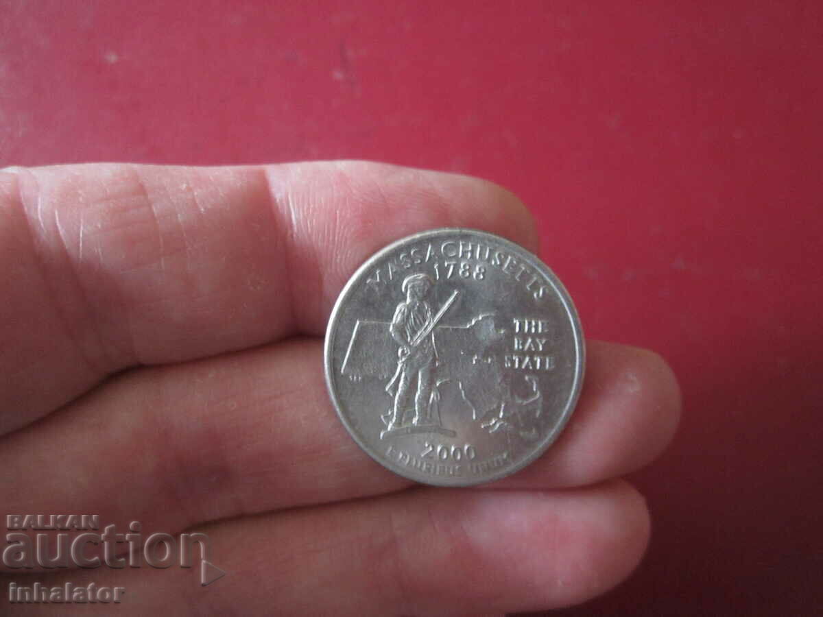 Масачузетс буква - D - 2000 год 25 цента САЩ