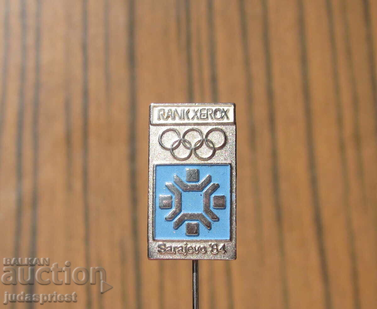 Olympic badge sign Winter Olympics Sarajevo 1984
