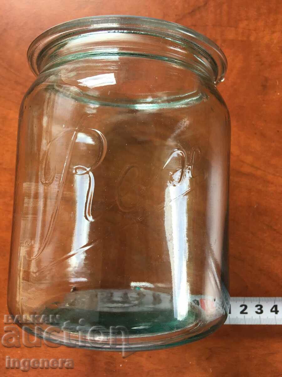 JAR GLASS INSCRIPTION EMBOSSED