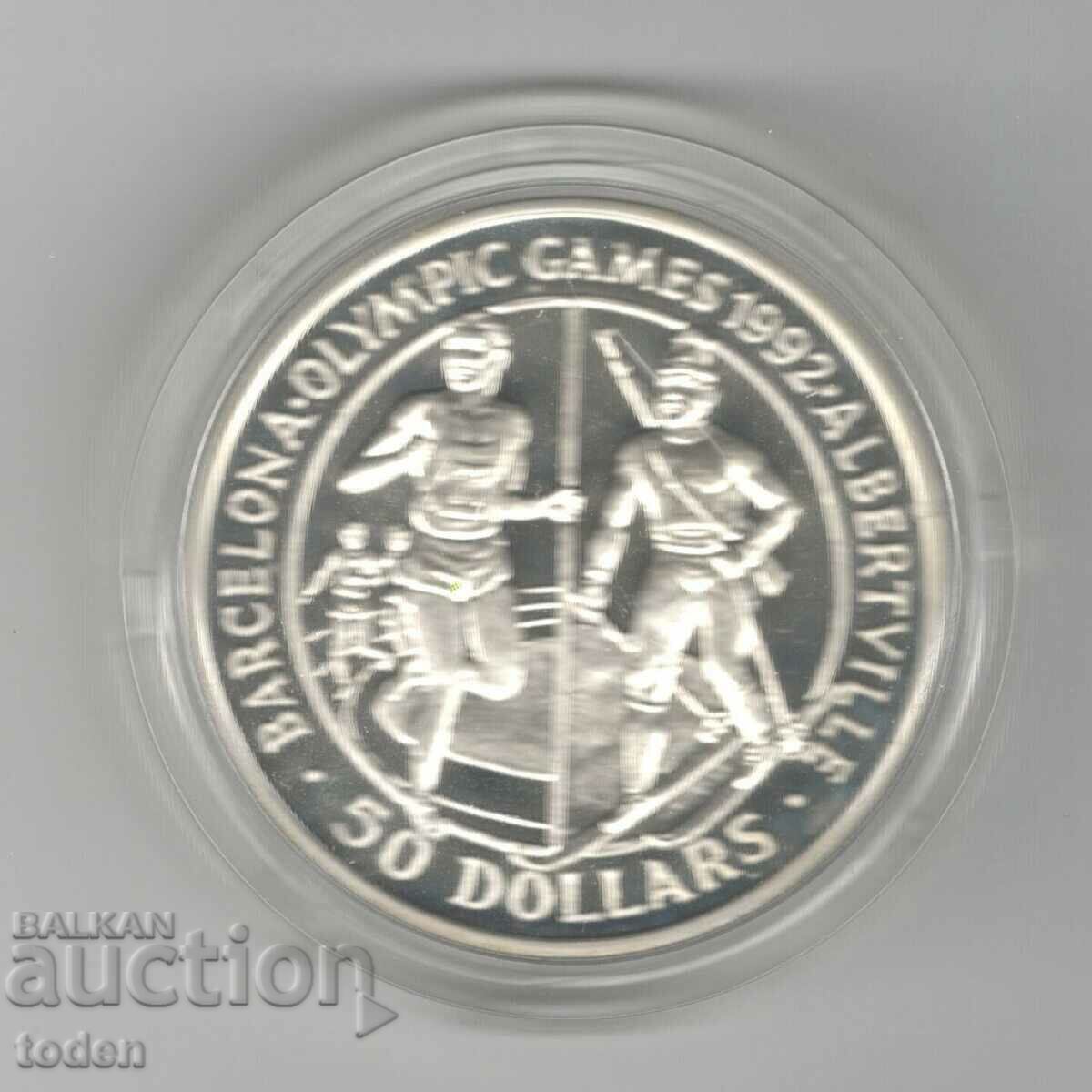 Auction  Cook Islands-50 Dollars-1989-KM# 60-Olympic Games-Silver