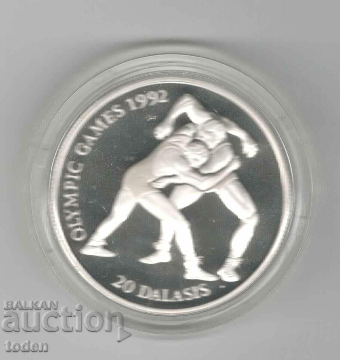 Auction Gambia-20 Dalasis-1993-KM# 33-Olympic Games-Silver Auction Gambia-20 Dalasis-1993-KM# 33-Olympic Games-Silver