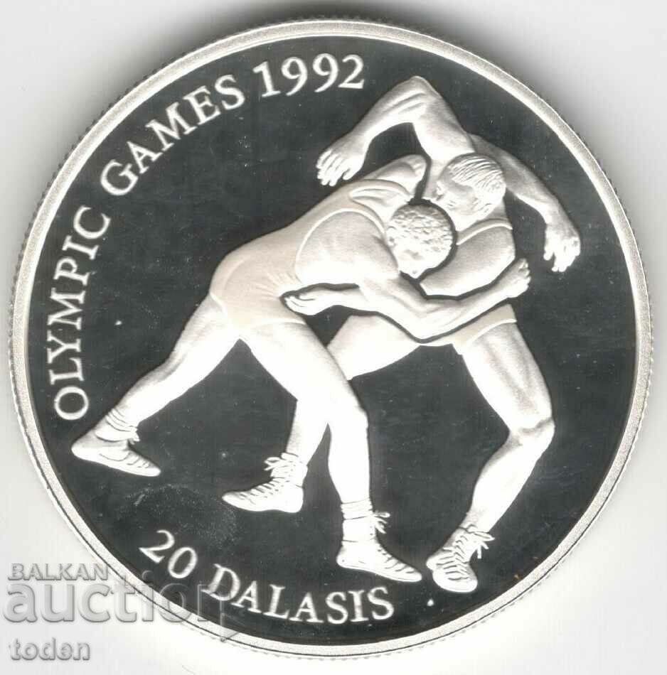 Gambia-20 Dalasis-1993-KM# 33-Jocuri Olimpice-Silver